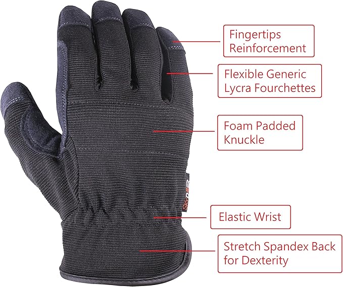 SKYDEER 3-Pairs Pack Durable Leather Work Gloves for Gardening and General Work (SD8809/M)