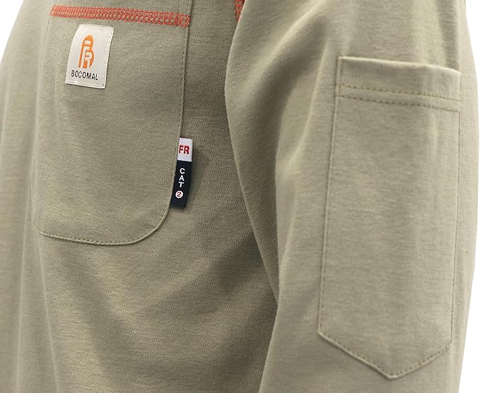 BOCOMAL FR Shirts for Men Lightweight Crew Long Sleeve Flame Resistant/Fire Retardant Shirt…