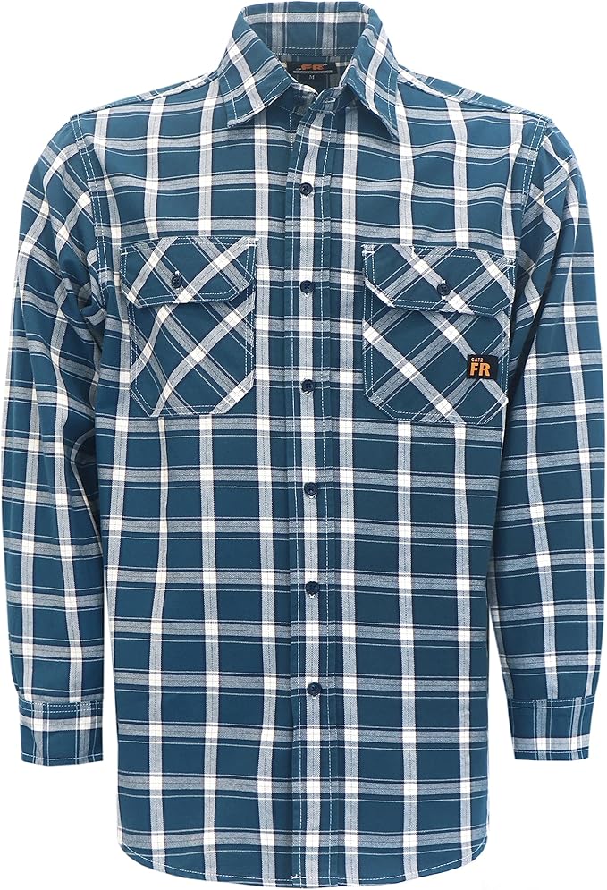 KONRECO FR Shirts for Men Fire Resistant Button Down Work Shirt 100% Cotton 6.5oz Lightweight Welding Shirts