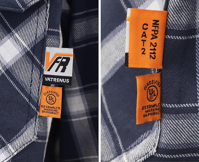 VATRENUS FR Shirts for Men 6.5oz Button Down Flame Resistant 100% Cotton Men's Pre-Washed Fire Retardant Work Shirt