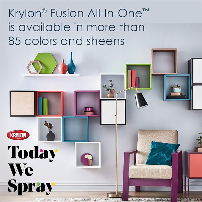 Krylon K02702007 Fusion All-In-One Spray Paint for Indoor/Outdoor Use, Gloss Black, 12 Ounce (Pack of 2)