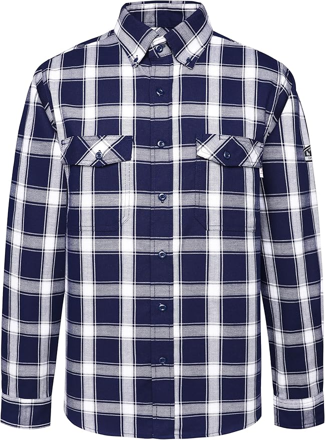 100% Cotton Mens Fr Shirts 7.5oz Flame Resistant Shirts NFPA2112 Men's Fire Retardant Welding Shirts