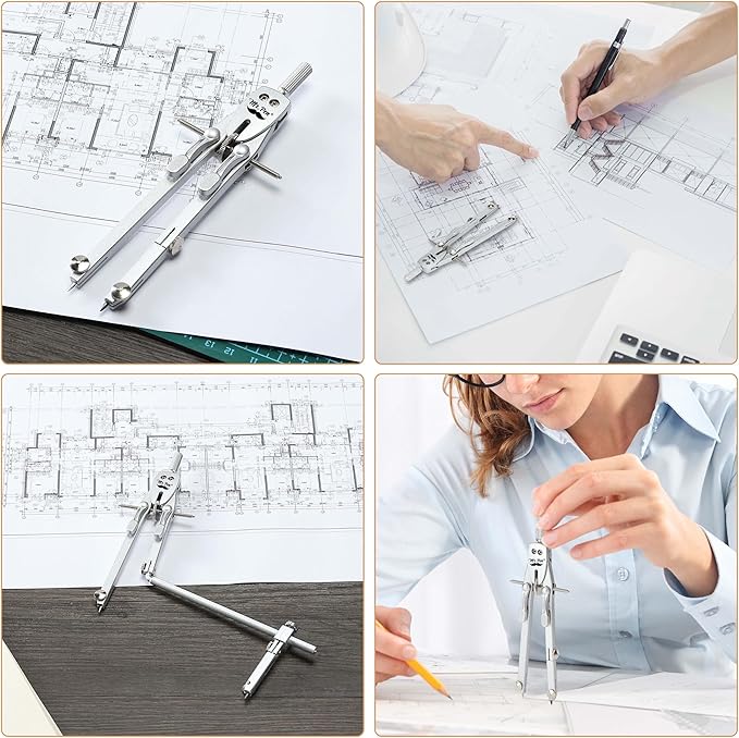 Mr. Pen- Professional Metal Compass with Wheel, Lock and Extension Bar for Geometry, Drafting, Math, Drawing, Compass for Geometry, Tool for Drawing Circles, Drawing Compass