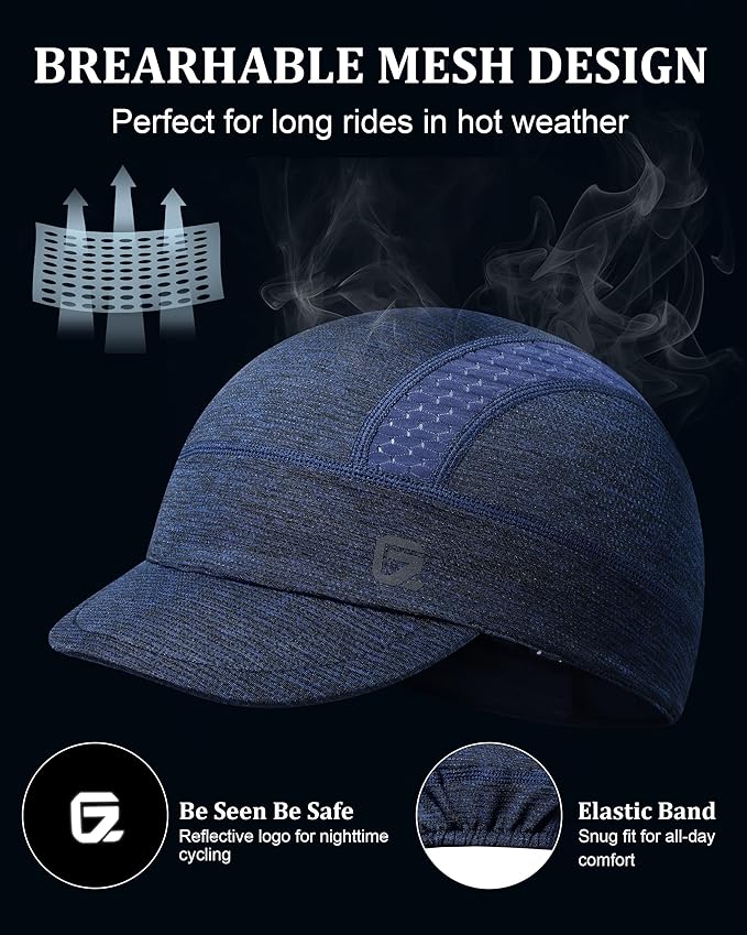 GADIEMKENSD Cooling Cycling Cap, Skull Cap Helmet Liner with Flip Brim, Sun Protection Running Under Helmet for Men Women