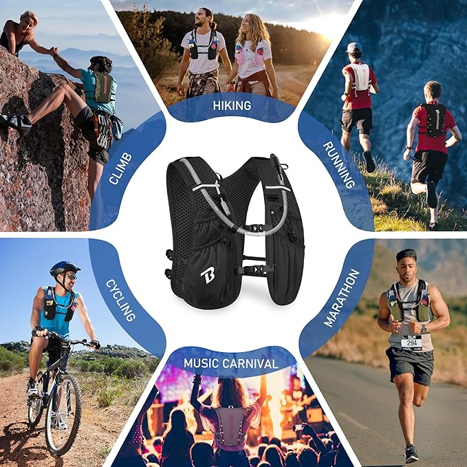 Running Vest Hydration Backpack for Men Women, 5L Lightweight Running Backpack Hydration Pack for Marathon, Trail, Cycling, Hiking, Jogging