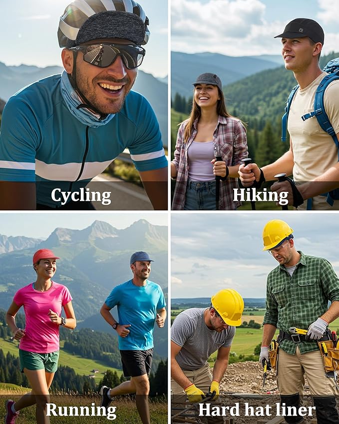GADIEMKENSD Cooling Cycling Cap, Skull Cap Helmet Liner with Flip Brim, Sun Protection Running Under Helmet for Men Women