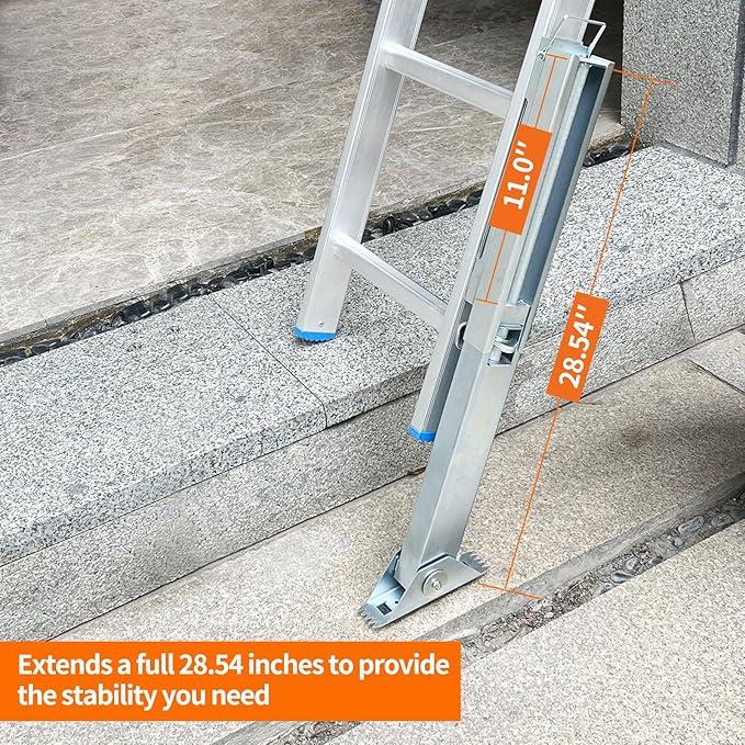 Ladder Leveler Pair for Extension Ladder, Adjustable Extension Ladder Leg Ground Leveler, with Anti-Slip Pattern Steel Pole,Ladder Levelers for Extension Ladders