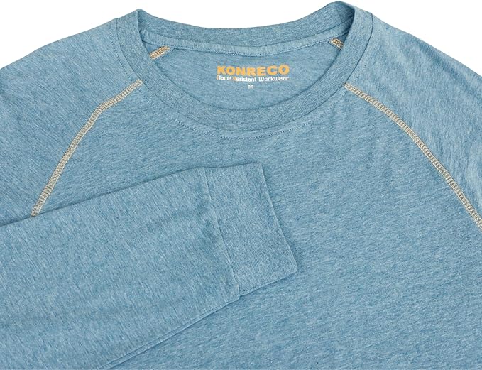 KONRECO FR Shirts for Men Summer Two Tone 4oz Lightweight Flame Resistant/Fire Retardant CAT1 Work T-Shirt Baselayer