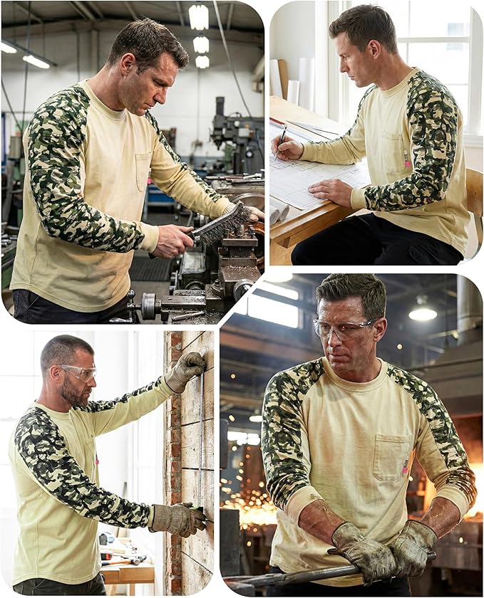 KONRECO FR Shirts for Men Crewneck 6oz Jersey Lightweight Flame Resistant Work T Shirt NFPA2112 CAT2