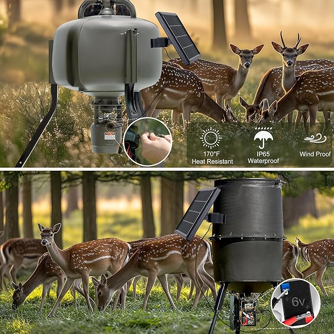 6V 4.5W High Efficiency Solar Panels Outdoor Waterproof IP65, Wall mounted Kit and Alligator Clip DC 5.5*2.1 interface Suitable for Deer Feeder, Tracking Cameras Fish Feeders, 6V Rechargeable Battery