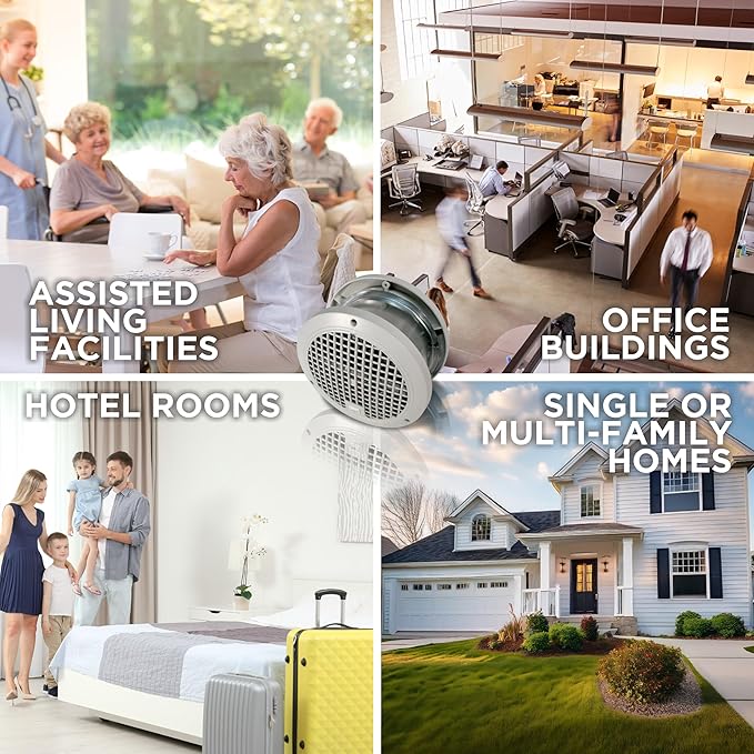 Suncourt ThruWall Room-to-Room Transfer Fan — Quiet Through Wall Vent Fan Improves Air Circulation Between Rooms 200-440 Sq. Ft. | 10’ Power Cord, 2-Speed (TW108)