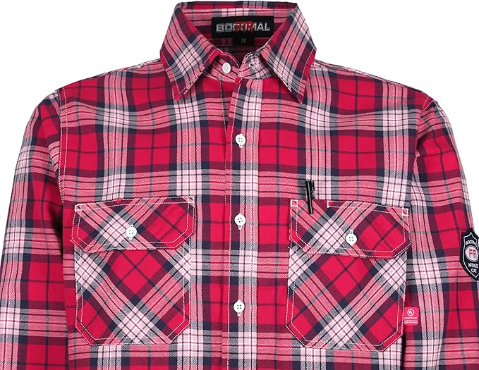 BOCOMAL FR Shirts for Men Flame Resistant Light Weight NFPA2112 Fire Retardant Welding Shirt Water & Oil Repellent Finish
