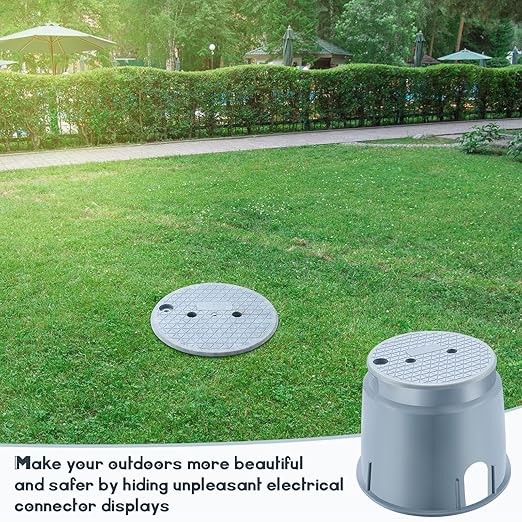 Tandefio 2 Pcs 910 Electrical Splice Box 10 Inch Diameter Underground Electrical Junction Box Inground for Outdoor Wiring Splices (Gray)