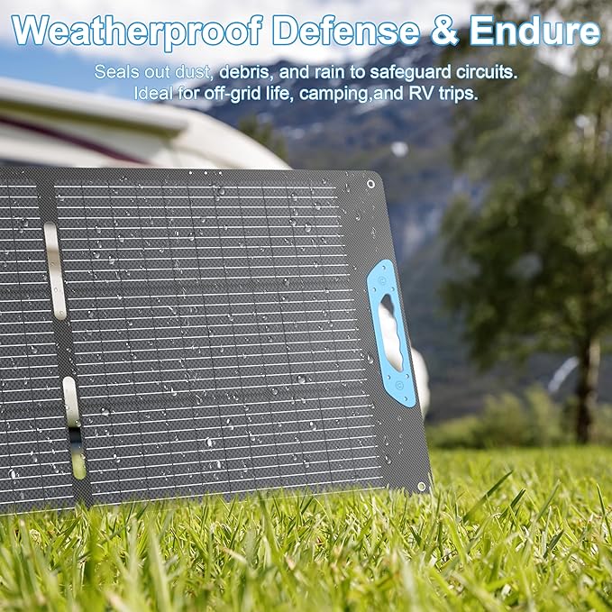 400W Portable Solar Panel for Power Station, 23.5% High Efficiency ETFE Foldable Solar Panels Charger, Fast Installation with Kickstands, IP67 Waterproof for RV, Outdoor Camping, Off Grid Blackouts