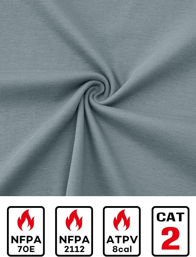 FR Shirts for Men Lightweight Fire Resistant Shirts 5.5oz for Men Long Sleeve NFPA2112/CAT2