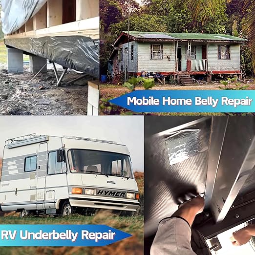 CHUANGSEED RV Underbelly Tape Flexible Waterproof Fabric Repair Tape, Thick Sealing Patch for Mobile Home Belly, Camper, Travel Trailer, Permanent Bottom Repair 4'' x 50Ft