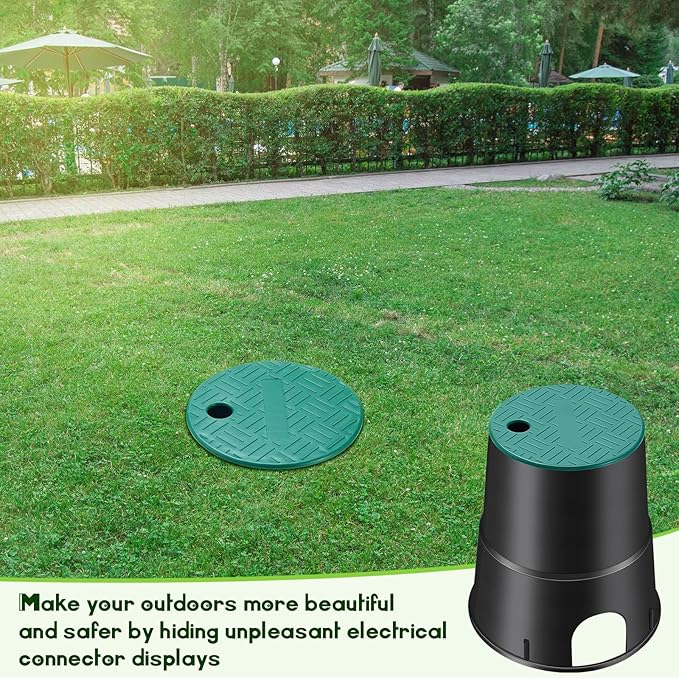 Tandefio 2 Pcs 910 Electrical Splice Box 6 Inch Diameter Underground Electrical Junction Box Inground Electrical Box for Outdoor Electrical Wiring Splices, Black