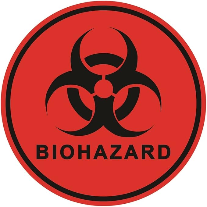 Biohazard ISO Safety Label Stickers – 4"x4" Vinyl Decals (Pack of 5), Weatherproof for Windows, Cars, Containers, Indoor/Outdoor Use