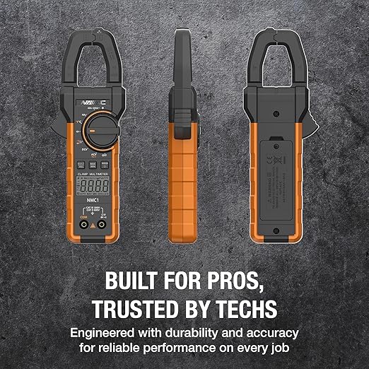 NAVAC NMC1 Digital Clamp Meter - HVAC Multimeter Clamp - Backlit Display - Adjustable Large Jaw - High Precision Chip - Compact Design