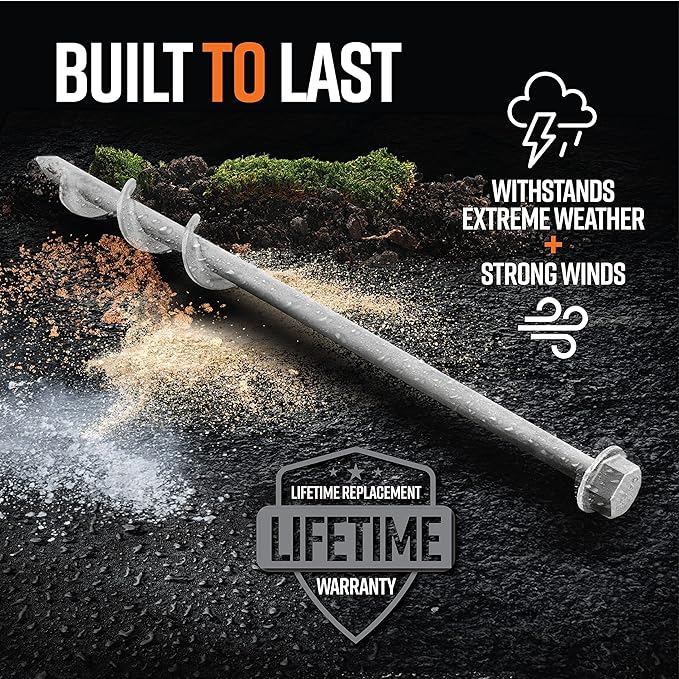 GROUNDGRABBA Screw in Tent Stake for Sand and Loose Ground | Premium Drill Driven Ground Anchor Earth Screws | Sand Screw Anchor | 4X GroundGrabba Pro 1 Stakes