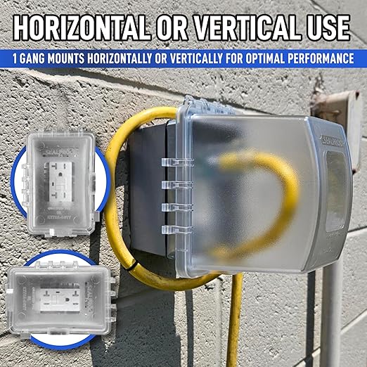 Sealproof 1-Gang Extra Deep Weatherproof in Use Outdoor Duplex Outlet Cover with Box Kit, Lockable, UL Extra Duty Compliant, 18 Configurations