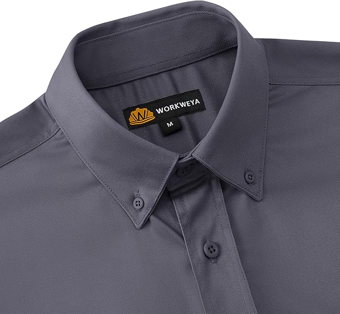 WORKWEYA FR Welding Shirts 7.5oz Cotton Button Down Flame Resistant Shirt for Men