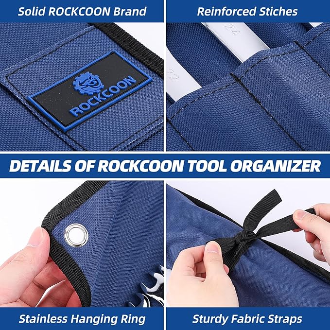 16 Pockets Wrench Roll Organizer (Blue+Green)
