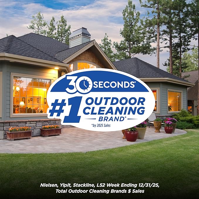 30 SECONDS Outdoor Window & Screen Concentrated Cleaner for Glass, Patio Doors, Fiberglass, Furniture - No Screen Removal Required, Spray & Rinse - Hose End Spray Attachment (2 PACK)