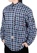 BOCOMAL FR Shirts Flame Resistant NFPA2112/CAT2 6.5oz Light Weight Printed Fire Retardant Plaid Shirt