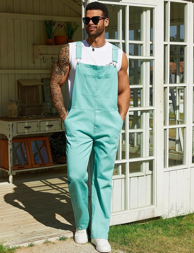 Overalls for Men Fashion Coveralls Work Utility Denim Women Bib Jumpsuit with Pockets