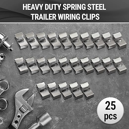 25 PCS 18mm/0.72inch Metal Trailer Wire Clips - Wire Management for Boat, Cargo, Camper, Snowmobile Trailers