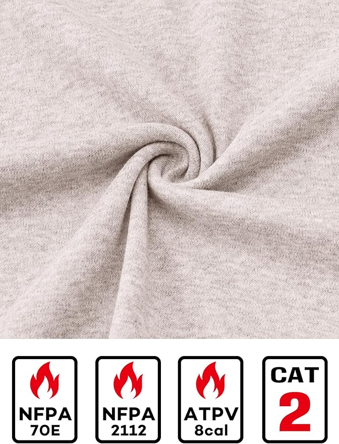 FR Shirts for Men Lightweight Fire Resistant Shirts 5.5oz for Men Long Sleeve NFPA2112/CAT2