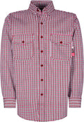 KONRECO FR Shirts for Men 100% Cotton 6.5oz Fire Resistant Lightweight Men's Plaid Work Shirts