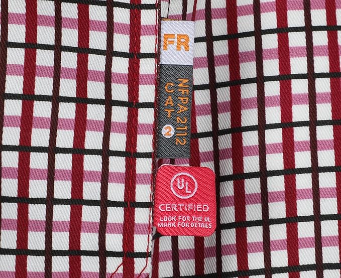 KONRECO FR Shirts for Men 100% Cotton 6.5oz Fire Resistant Lightweight Men's Plaid Work Shirts