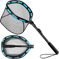 PLUSINNO Fishing Net Fish Floating Landing Net, Kayak Nets with Fixed Foldable Telescopic Pole Handle, Bass Trout Fishing Nets with Nylon Mesh for Pond Lake River, Fishing Gear Gifts for Men Anglers