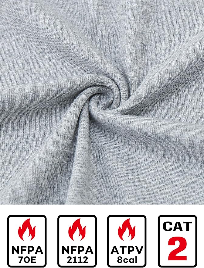 FR Shirts for Men Lightweight Fire Resistant Shirts 5.5oz for Men Long Sleeve NFPA2112/CAT2