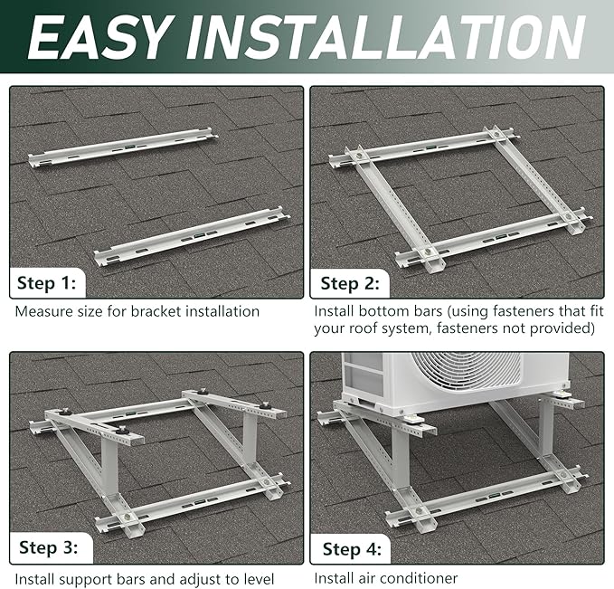 Flehomo Air Conditioner Rooftop Mount Bracket for Mini Split Air Conditioners Heat Pump System, Adjustable Mounting Bracket for Rooftop, Heavy Duty Roof Bracket for 9,000-24,000 BTU