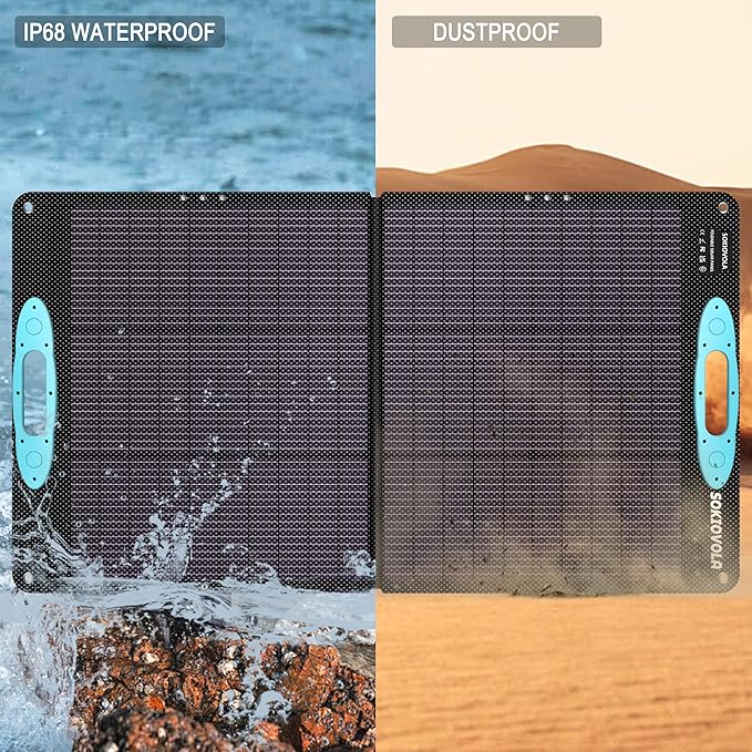 100W Portable Solar Panel for Power Station,ETFE Portable Foldable Solar Charger NextGen 25% High Conversion IP68 Waterproof Solar Panel for Camping Outdoor RV Blackout