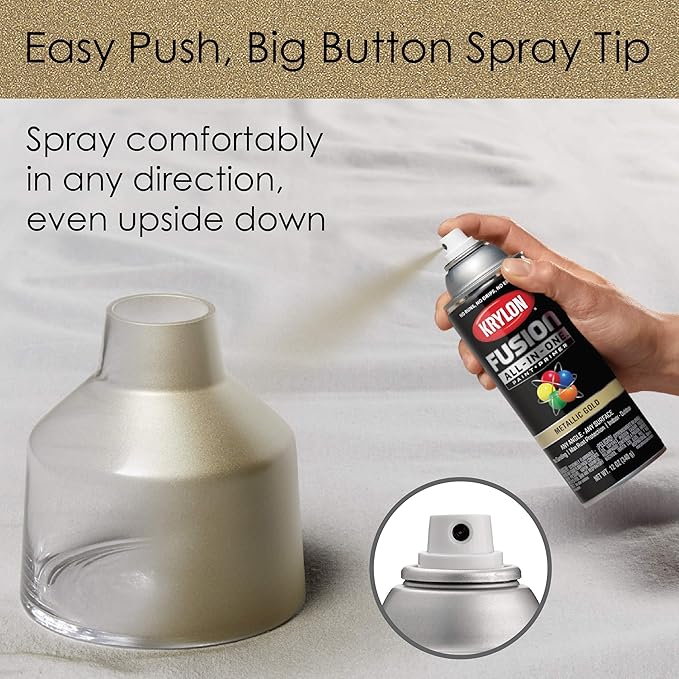 Krylon K02770007 Fusion All-In-One Spray Paint for Indoor/Outdoor Use, Metallic Gold 12 Ounces (Pack of 2)