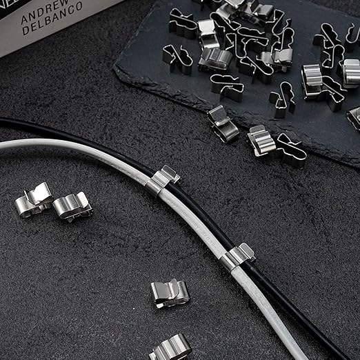 70 PCS Trailer Frame Wire Clips Stainless Steel Clip Metal Cable Clips for PV Wiring Boat Cable Solar Panel Clamps for Automotive Wires Management (Silver)