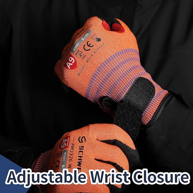 Schwer ProGuard Winter Work Gloves for Men and Women, ANSI A9 Cut Resistant Gloves for Extreme Protection, Freezer Glove With Super Grip, Touchscreen, Thermal Insulated, PR3326-W (XS,1 Pair)