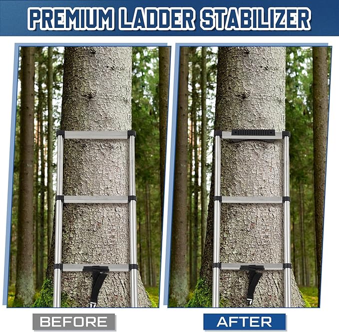 Rubber Steep Ladder Stabilizer, Anti-slip Ladder Accessory, Extension Stepladder Attachment Against Wall, Fall Prevention, Scratch Protection, Telegraph Pole Trunk for Added Stability Safety
