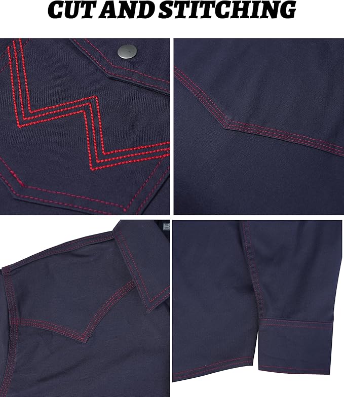 BOCOMAL FR Welding Shirts Heavyweight Stretch Canvas Snaps Down Reinforced Stitching Western Style Fire Resistant Jackets
