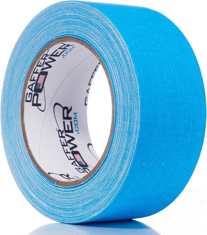 Gaffer Power Professional Grade Gaffer Tape 2 Inch x 30 Yards, Fluorescent Blue – Made in USA, High Visibility Cloth Tape for Floor Marking, Stage, Film, Clean Removal, Heavy Duty