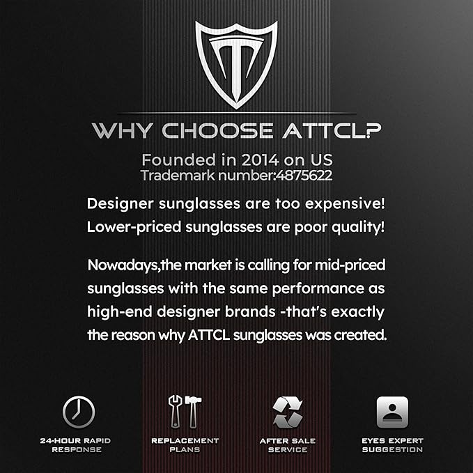 ATTCL Polarized Sunglasses Men Sports: UV Protection Anti Glare Wrap Around Lightweight Metal Driving Fishing Golf Running