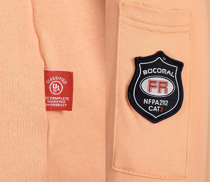 BOCOMAL FR Shirts Flame Resistant Henley Shirt NFPA2112/CAT2 7oz Men's Long Sleeve Fire Retardant Clothing