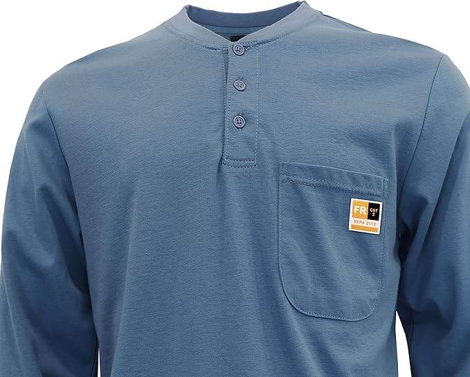 KONRECO FR Shirts for Men Long Sleeve 7oz Cotton Flame Resistant/Fire Retardant CAT2 Henley Shirt