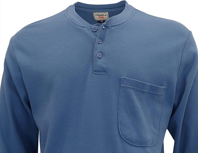 TICOMELA FR Shirts for Men Flame Resistant Shirt NFPA2112/CAT2 7oz Fire Retardant Men's Long Sleeve Henley Shirts