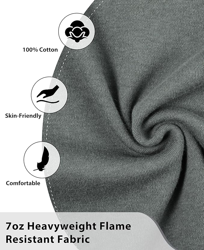 BOCOMAL FR Shirts Henley 7oz Midweight Fire Resistant Clothing NFPA2112 CAT2 Men's Flame Retardant Work Shirt