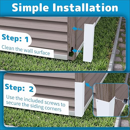 Air Jade Aluminum Alloy Siding Corners, 15.8" x 3.4", 2 Pcs Siding Corner Protectors with 90° Angle, Outdoor Weed Whacking Protection for Wall, Easy to Install with Screws, White